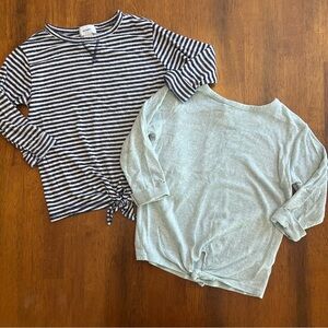 Old Navy Soft Knit Rolled Cuff Sleeve Tops Girl XS | 2-Pack Casual Lounge Bundle